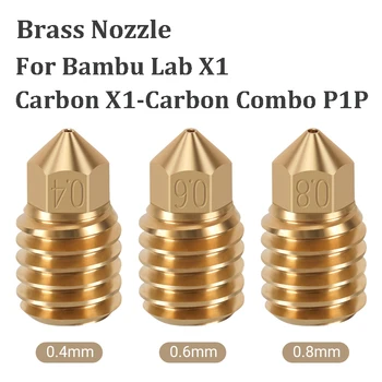 Kiváló minőségű 2/4db Bambu fúvóka 3D nyomtató alkatrészek M6 menetes sárgaréz fúvókák Bambu Lab X1 Carbon X1-Carbon Combo P1P Hotend