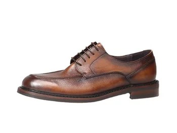 Kézzel készített férfi Oxford cipők Valódi bőr brogue ruha cipők Klasszikus üzleti fűző Derby Formális cipő Férfi
