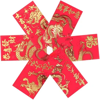 Kínai sárkány év piros borítékok Újévi ajándék piros zseb boríték Tavaszi Fesztivál Lucky Money zseb pénzes táskák