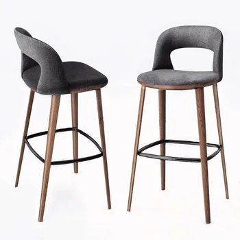 könyvtár Fa bárszék Nordic recepció Luxus design Bár székek Lounge minimalista Sillas Para Comedor Otthoni bútorok