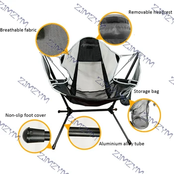 Kültéri kemping Összecsukható hintaszék kirándulásokhoz Szabadidő szék párnákkal Horgászat strandszék Állítható kemping hintaszék