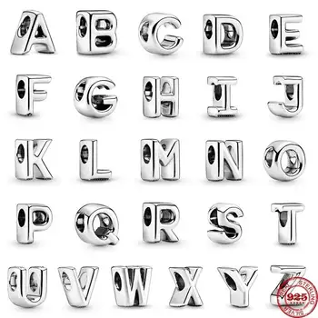 Letter A-Z Charm 100% valódi 925 sterling ezüst betűk charm fit márka karkötő