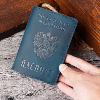 Orosz nők Férfiak RFID vintage üzleti útlevél borítók Tartó többfunkciós azonosító Bankkártya PU bőr pénztárca tok utazótáska