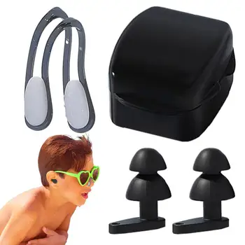  Orrcsipesz és füldugó úszáshoz vízálló szilikon fül-orrvédő dobozzal Újrafelhasználható puha úszó füldugók orrával