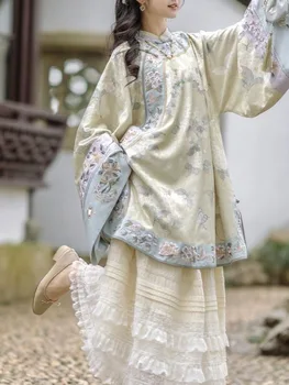 Qing Han női kerek nyakú eredeti hanfu szoknya Kínai stílusú nehézipari hímzés Qing-dinasztia Mamianqun kínai felső