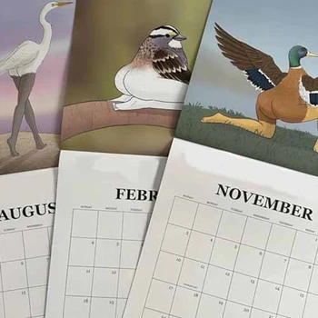 Rendkívül pontos madárnaptár falinaptár 2024. január - 2024. december,12 havi madarak függő naptár tervező tartós