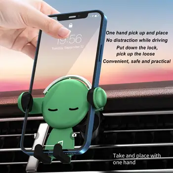  szellőző telefontartó állítható rajzfilm telefontartó autó gravitációérzékeléséhez Kihangosító telefonállvány légkonnektorhoz Aranyos autó