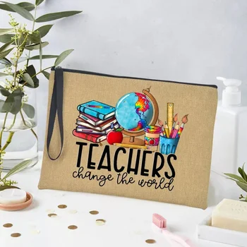 Tanár változtassa meg a világot Táska utazás Piperecikkek szervezése Iskolai tanár ajándék Női kozmetikai tasak táska Neceser sminktok