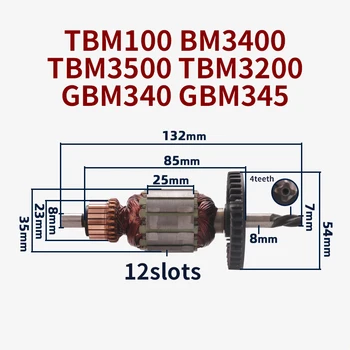 TBM3400 3500 1000 GBM340 345 rotoros armatúra 4fog Bosch kézi fúróhoz rotor armatúra horgony pótalkatrészek