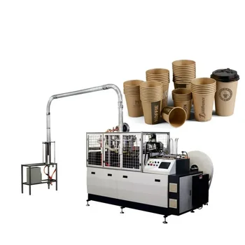  Teljesen automatikus forró ital fogantyú papír csészekészítő gép Nagy sebességű kávé teáscsészék papír termékkészítő gép eladó