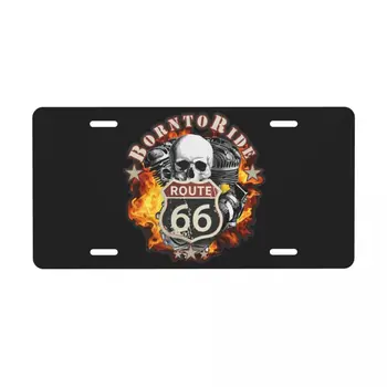 Testreszabott vicces Born To Ride Metal rendszámtábla Route 66 chopper motorkerékpárosok számára autó első hiúsági címke 6x12 hüvelyk