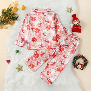 Toddler Kids Baby Christmas Pizsama Set Girl Boy Pjs kockás hosszú ujjú gombos ing felsők nadrág 2Db karácsonyi hálóruha