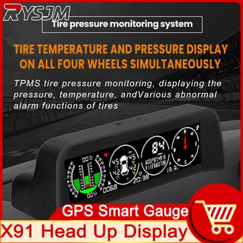TPMS intelligens mérőműszer X91 Slope Meter autó head-up kijelző LCD kijelző dőlésszög sebességmérő sebességmérő Sebesség túllépése Riasztás iránytű magassága