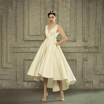 V-nyakú újdonság esküvői ruha 2023 Menyasszony hát nélküli Bepeithy hivatalos áruház Egyszerű és elegáns esküvői ruha 2024 Party ruhák