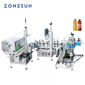 ZONESUN ZS-FAL180C7 U alakú szállítószalag Juice ital folyadék perisztaltikus szivattyú Automatikus töltőkupak címkéző gép
