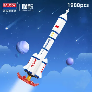 Álom űrrakéta BALODY építőelemek China Aerospace Asztali dekorációk Kreatív kis részecske összeszerelő játék fiú ajándék
