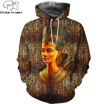 Ókori Egyiptom Istenek Nefertiti 3D nyomtatás Férfi őszi kapucnis pulóver Uniszex kapucnis pulóver Streetwear Alkalmi cipzáras kapucnis pulóverek DK362