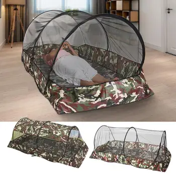 Összecsukható hordozható szúnyogháló kirándulásokhoz Hálós sátor hordtáskával Kültéri kemping szúnyogháló sátor fenékkel egyszemélyes ágyhoz