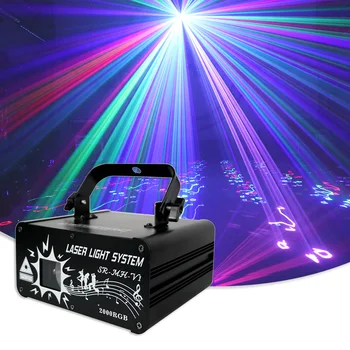 Új 2W RGB 3D rács effekt sugárprojektor 15Kpps ötvözet tok Dmx512 lézeres party bár klub dekoráció DJ Disco színpadi világítás