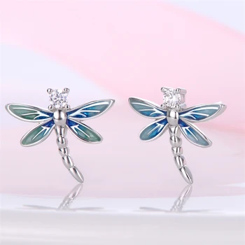 Új a divatban Tavaszi sorozat fülbevalók nőknek 925 sterling ezüst pillangó szitakötő virág fülcsapok finom esküvői ékszerek
