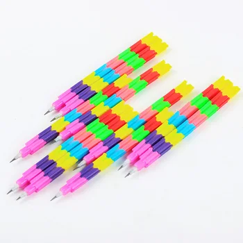 Új design építőelem ceruza Irodai Iskola többfunkciós 8 színes targonca csere ceruzák 12DB/tétel