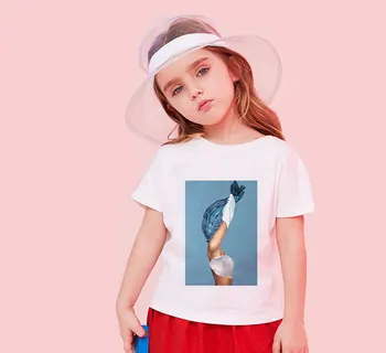 Új online nyári kisgyermek ing Fiú lány póló Virág toll olaj festés vintage nyomtatás egyszerű design Harajuku póló gyerekek
