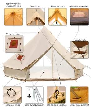 Újonnan tervezett kültéri vászon harang alakú sátor