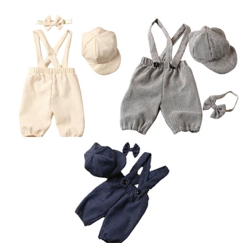 Újszülött fotózás kellékek Egyenruha kalap pózoló ruha zuhanyparti fotó ruhák